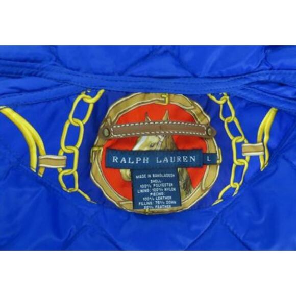 RARE Ralph Lauren Duck Down Padded Horse Themed, Vest L‎ - Picture 5 of 8